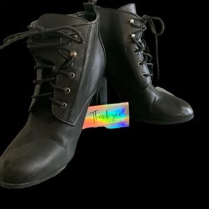 Black Half Chunk Heel Boots